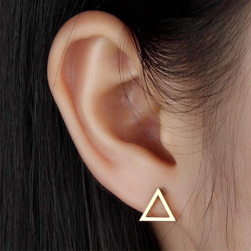 Minimalist triangle hypoallergenic stud earrings